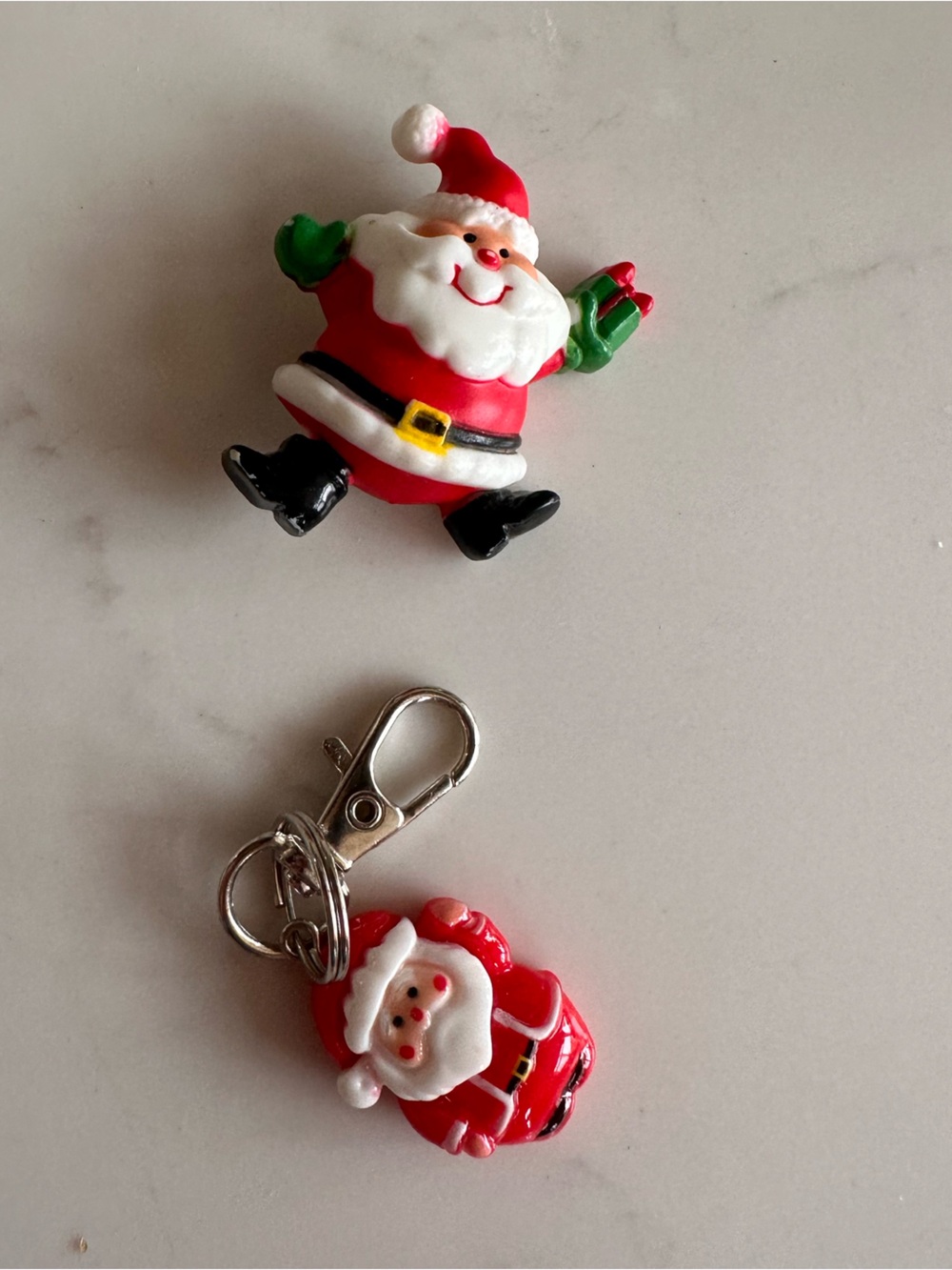 Festive Santa Keychain and brooch - Red Christmas Santa Design